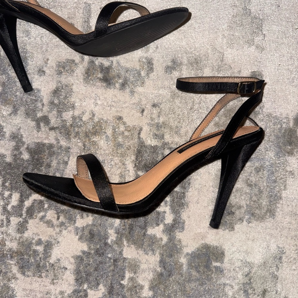French Connection Tessa Black Ankle-Strap Stiletto Heels Sexy Minimalist - Picture 5 of 5